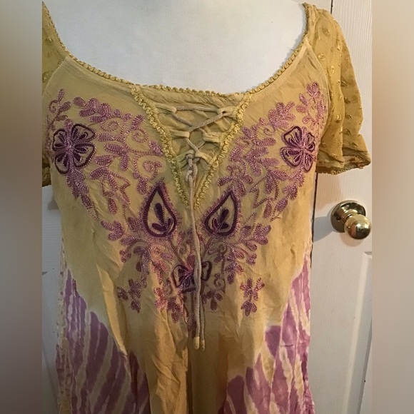 Fashion Terminal one size boho hippie dress short sleeve mid length - Picture 2 of 4